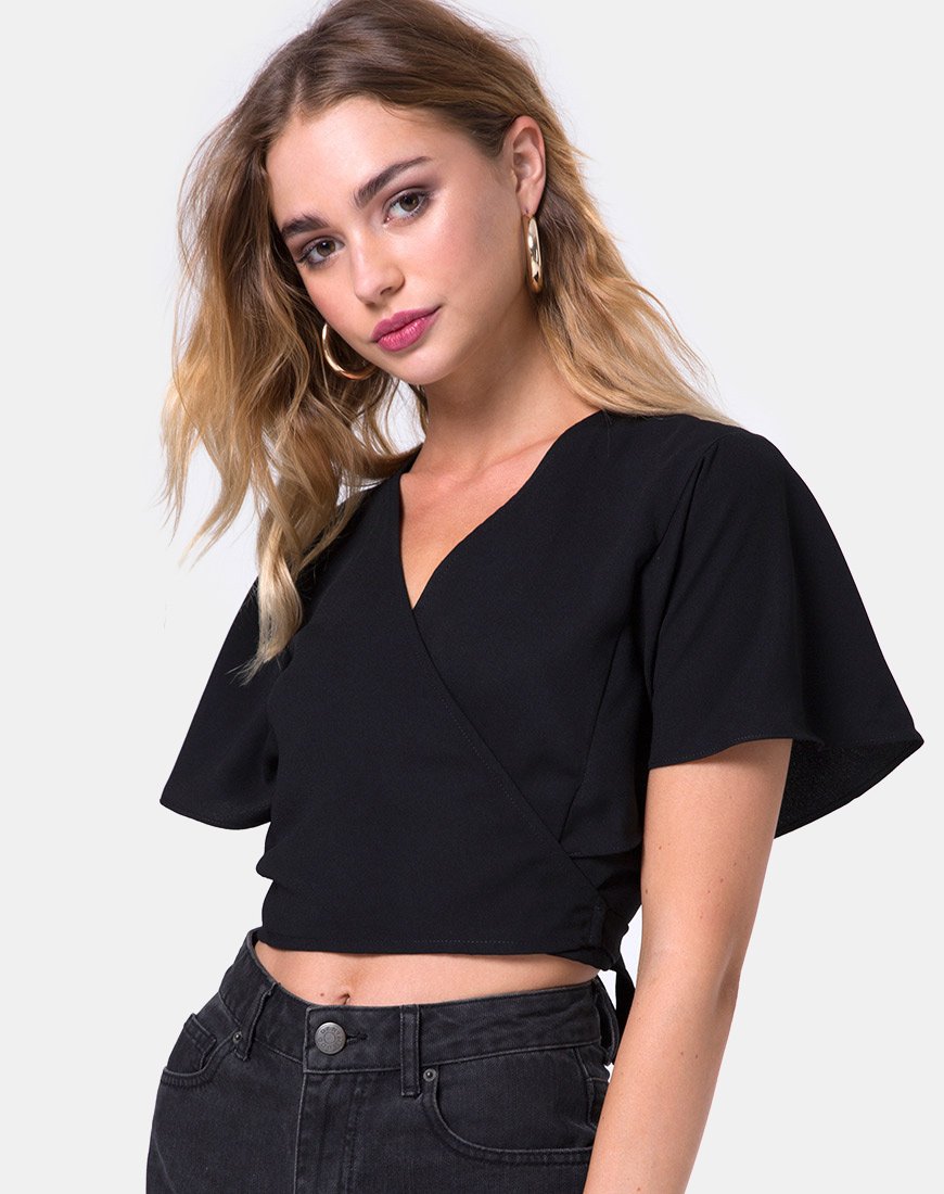 Gios Crop Top in Crep Black