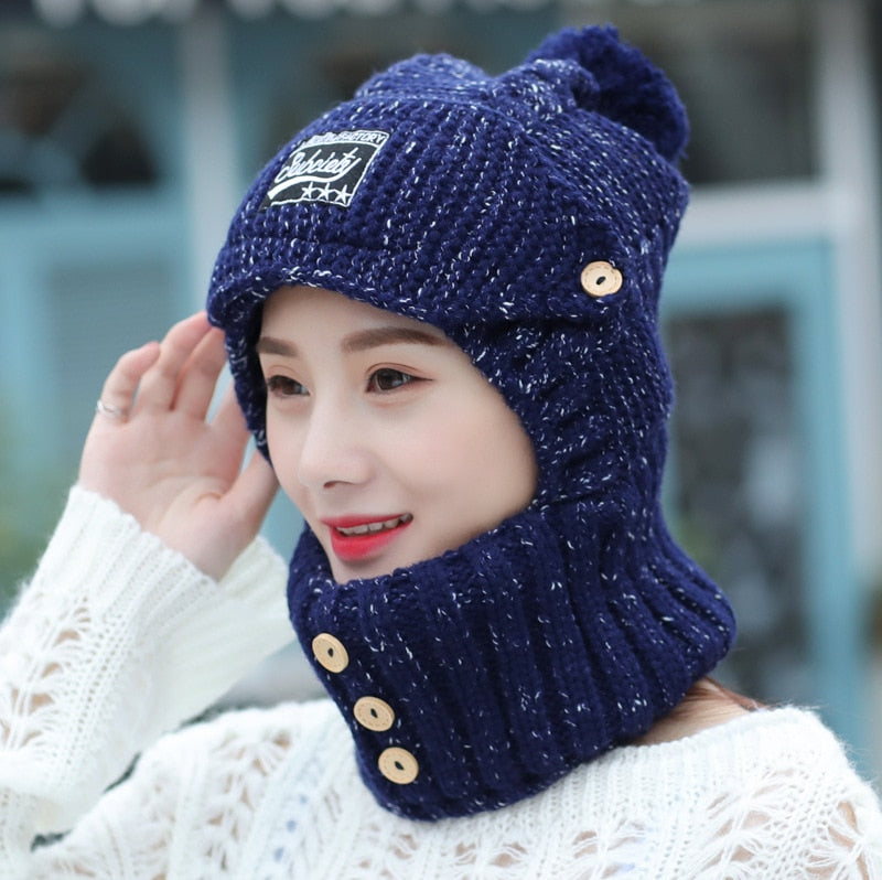 2 in 1 Mask Scarf Knitted Hat - JCEE Shop