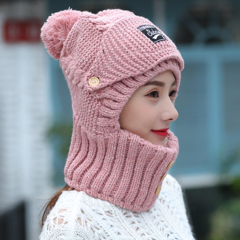 2 in 1 Mask Scarf Knitted Hat - JCEE Shop