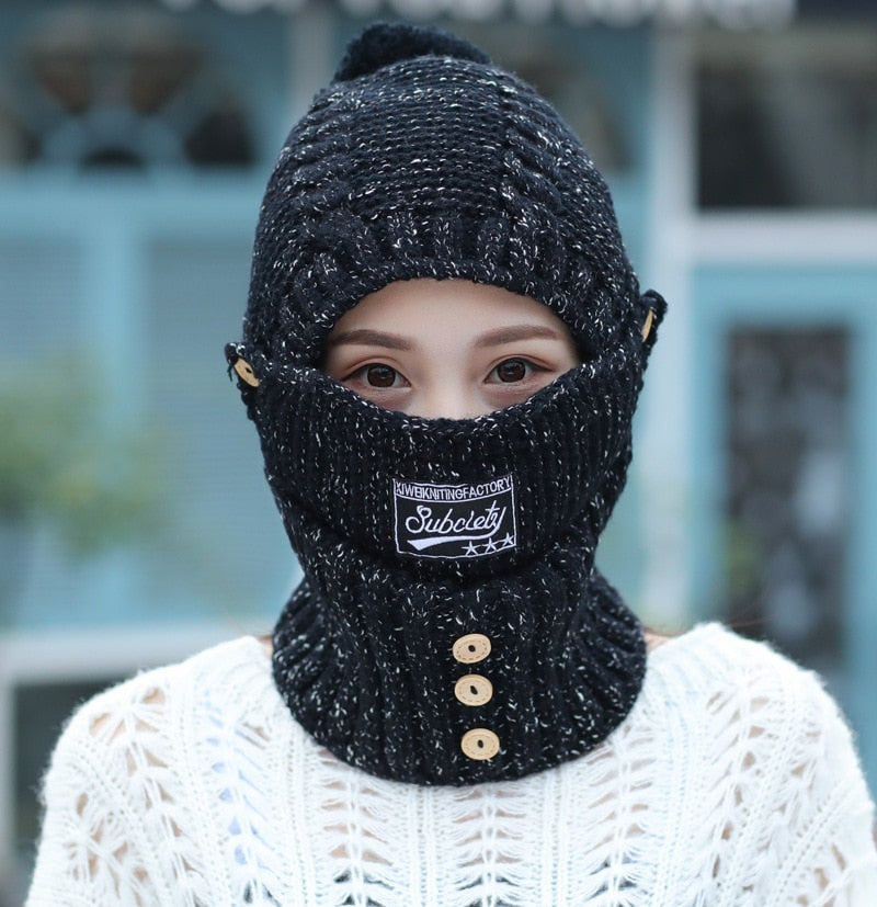 2 in 1 Mask Scarf Knitted Hat - JCEE Shop