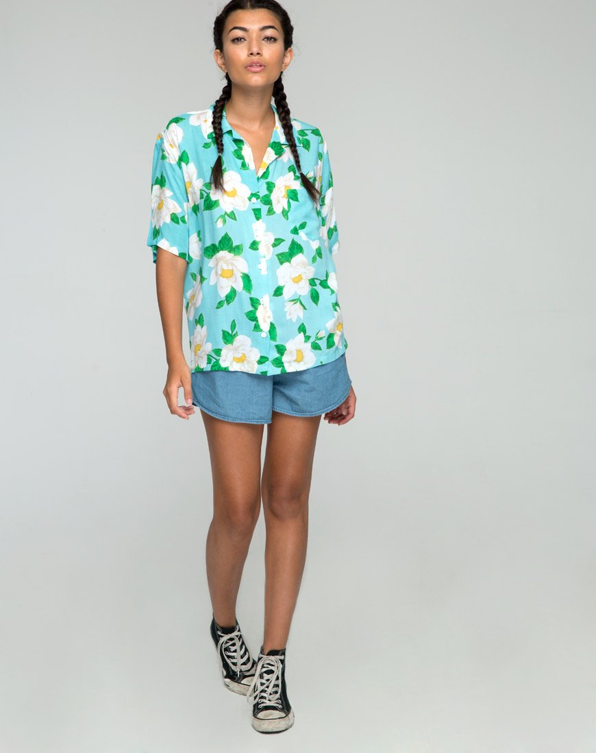 Hawaiian Shirt in White Rose