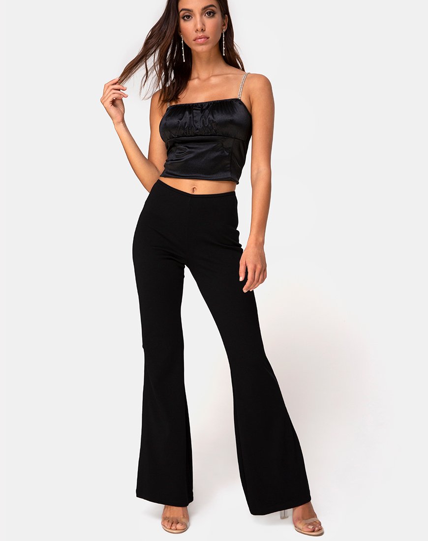 Hearty Flare Trouser in Black Spandex