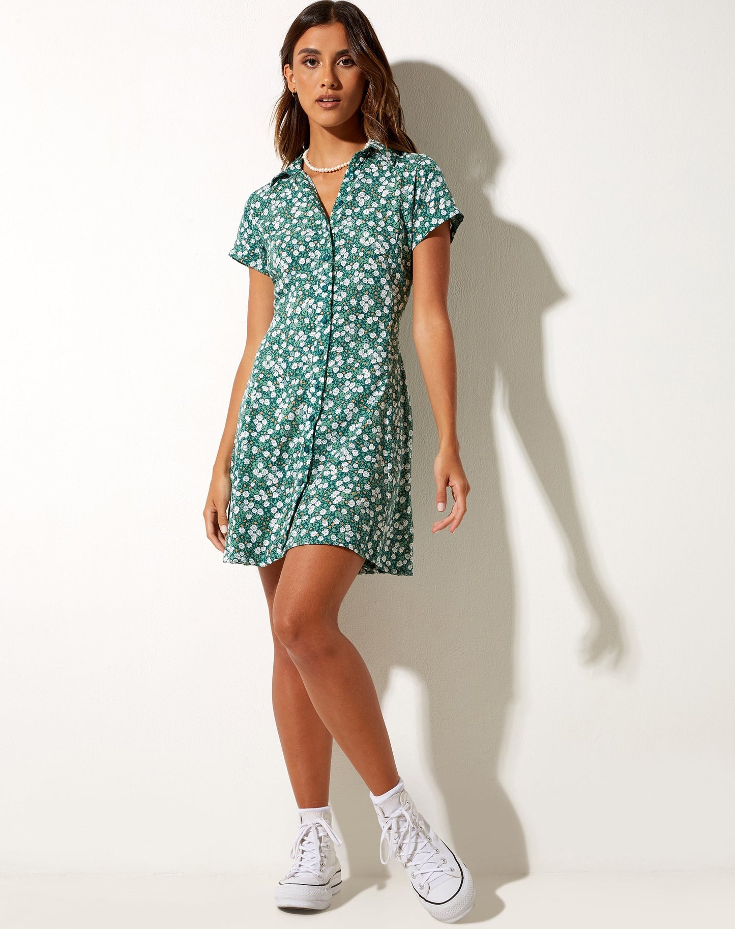 Holma Mini Dress in Floral Field Green