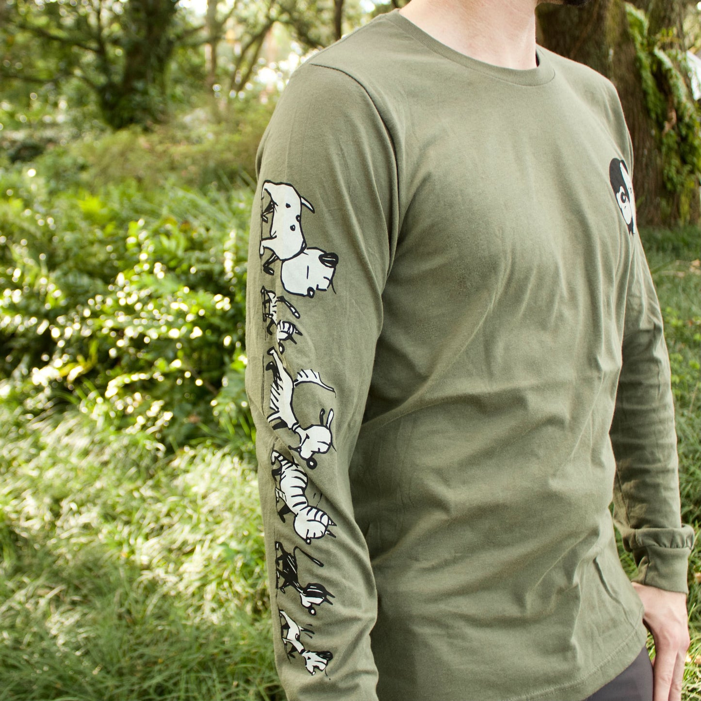 'Walking With MUTTS' Green Long Sleeve Tee