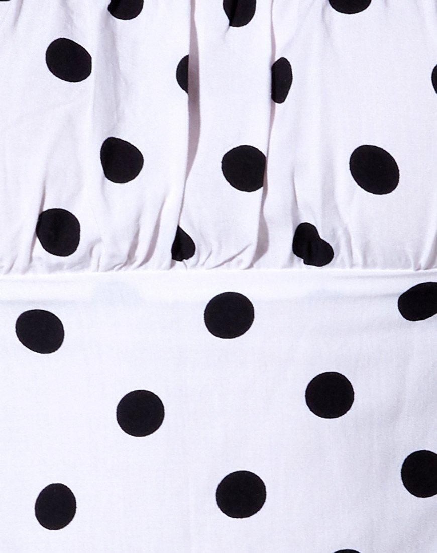 Irene Longsleeve Top in 80's Polka White