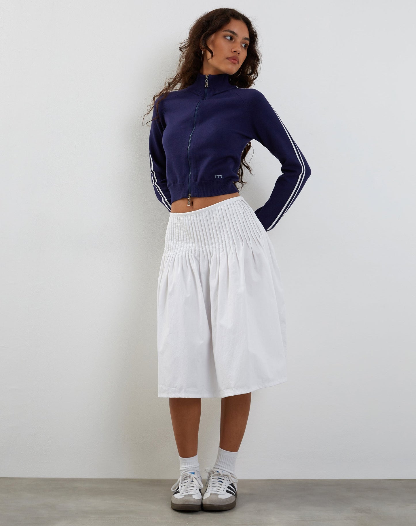 Lennon Knitted Jacket in Navy with White Stripe