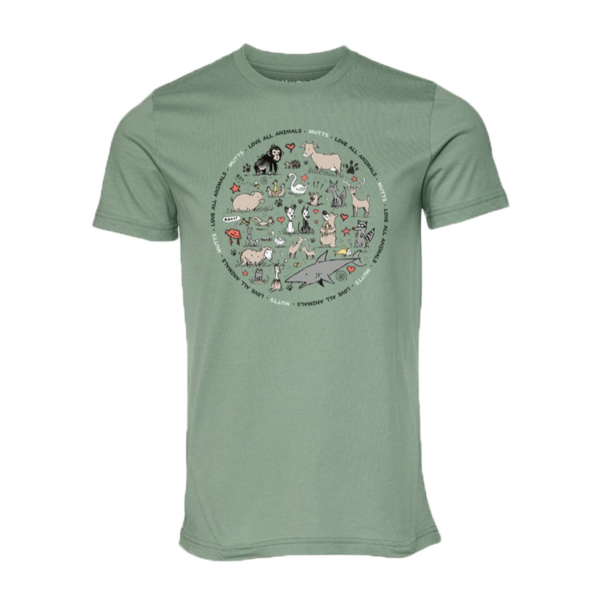 'Love All Animals' Sage Short Sleeve Tee