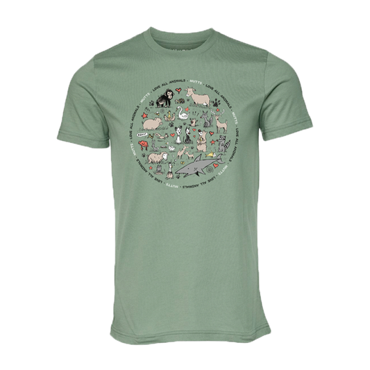 'Love All Animals' Sage Short Sleeve Tee