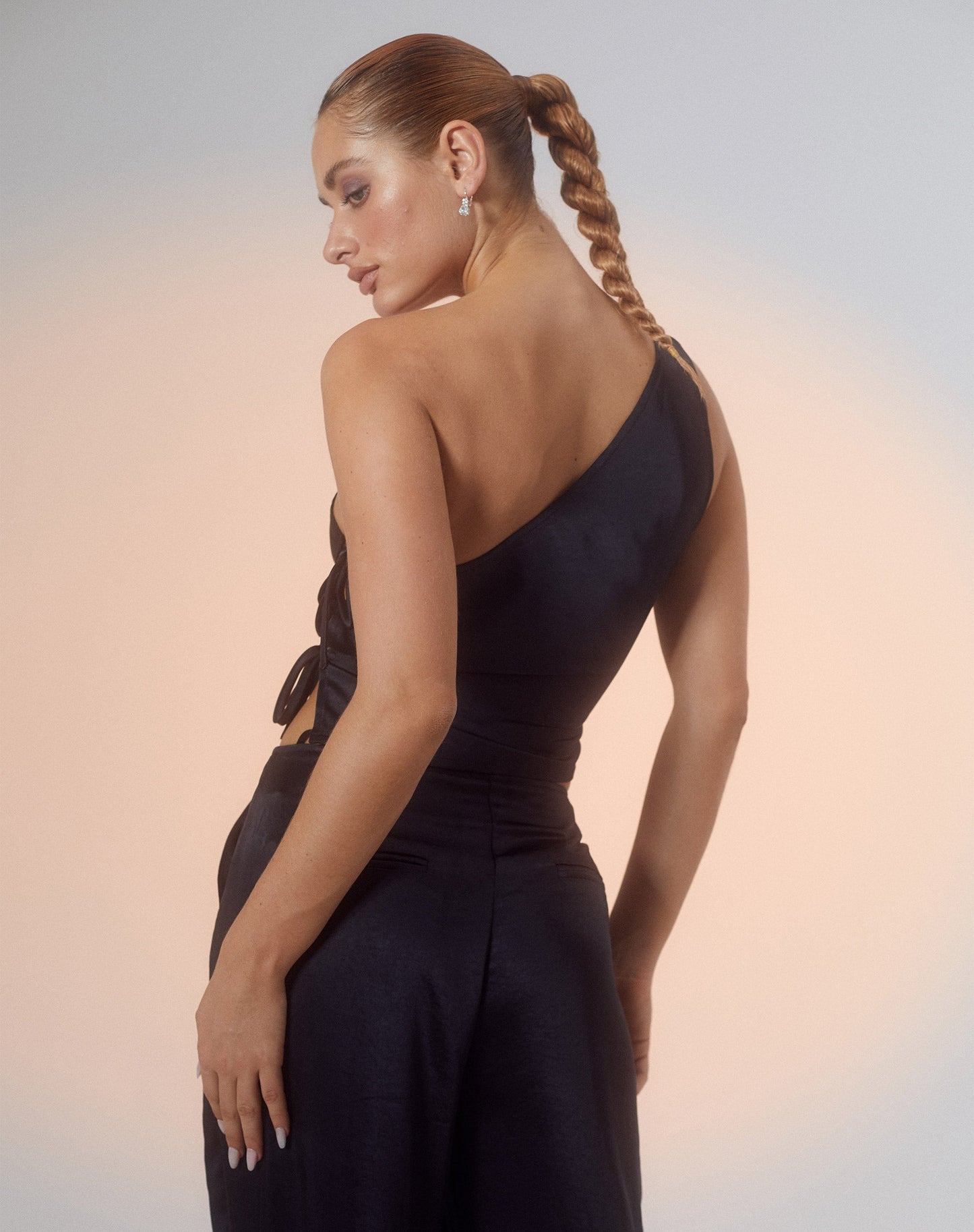 Floella Asymmetrical Top in Black