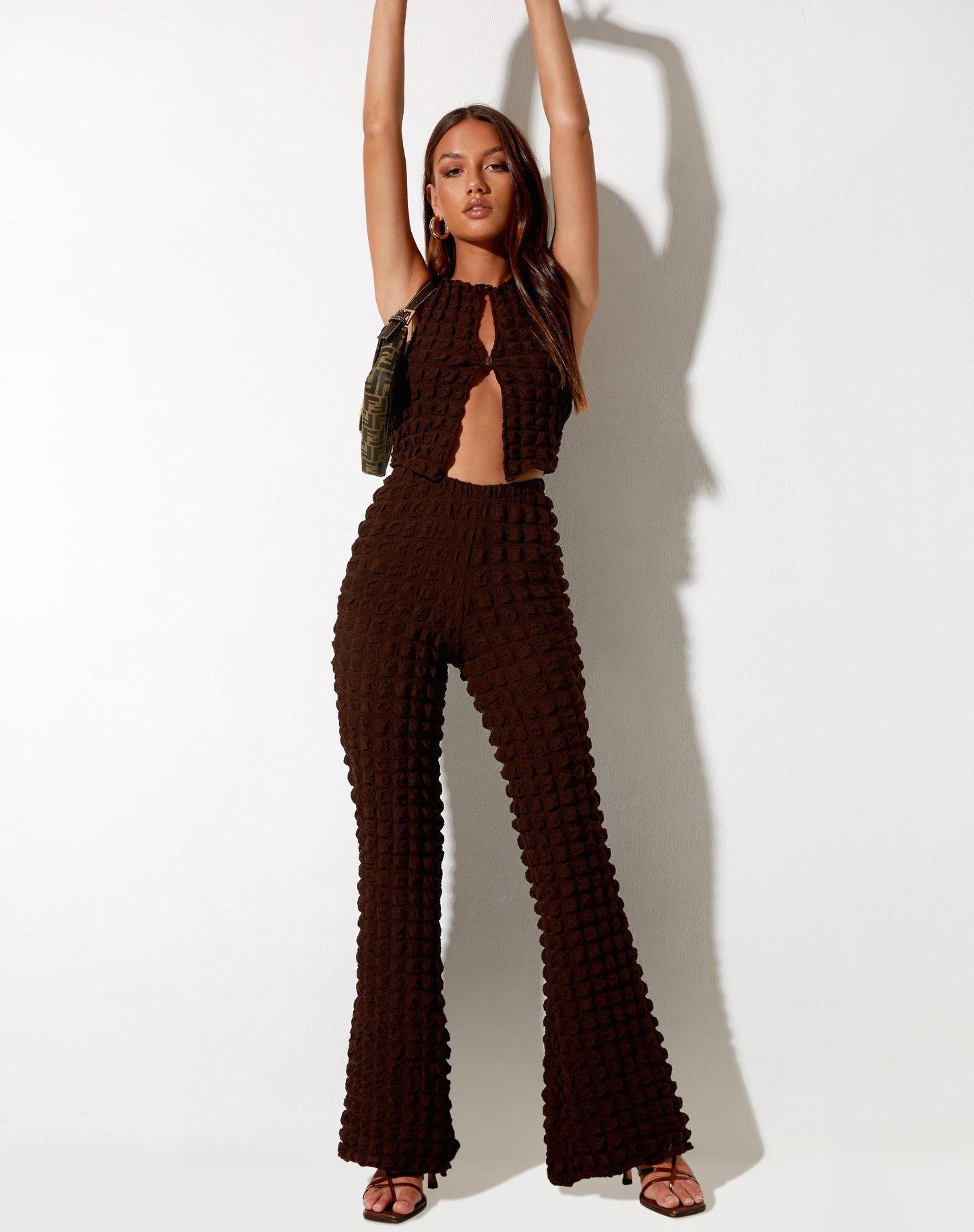 Neno Crop Top in Bubble Jersey Brown