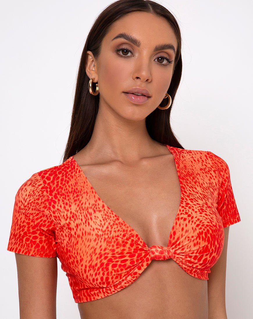 Notya Bikini Top in Sand Leopard Orange