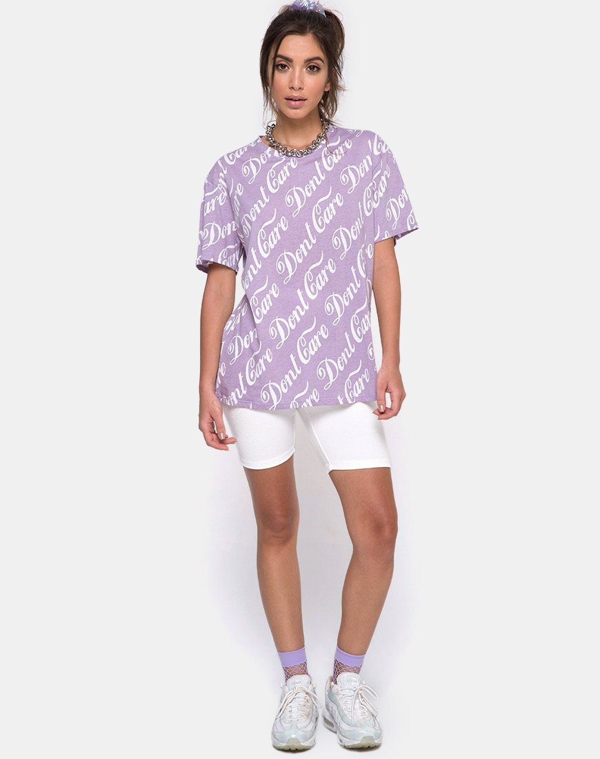 Oversize Basic Tee in Lilac “Don’t Care”