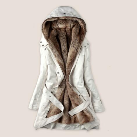 Hooded Faux Artificial Fur Slim Jacket - JCEE Shop
