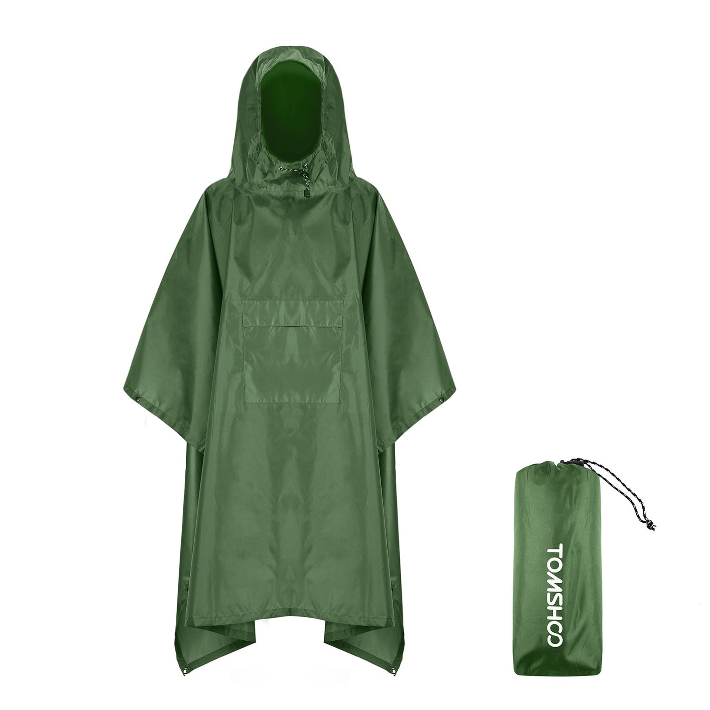 Tomshoo 3in1 Hooded Rain Poncho w Pocket Lightweight Waterproof Adult Raincoat Jacket Sun Shelter for Camping Hiking Traveling