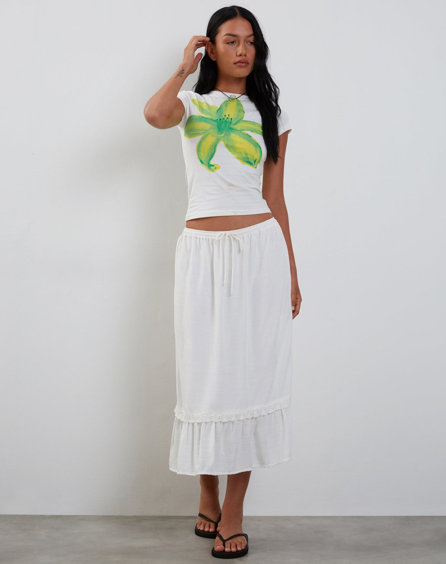 Tiona Printed Tee in Summer Flower Lime