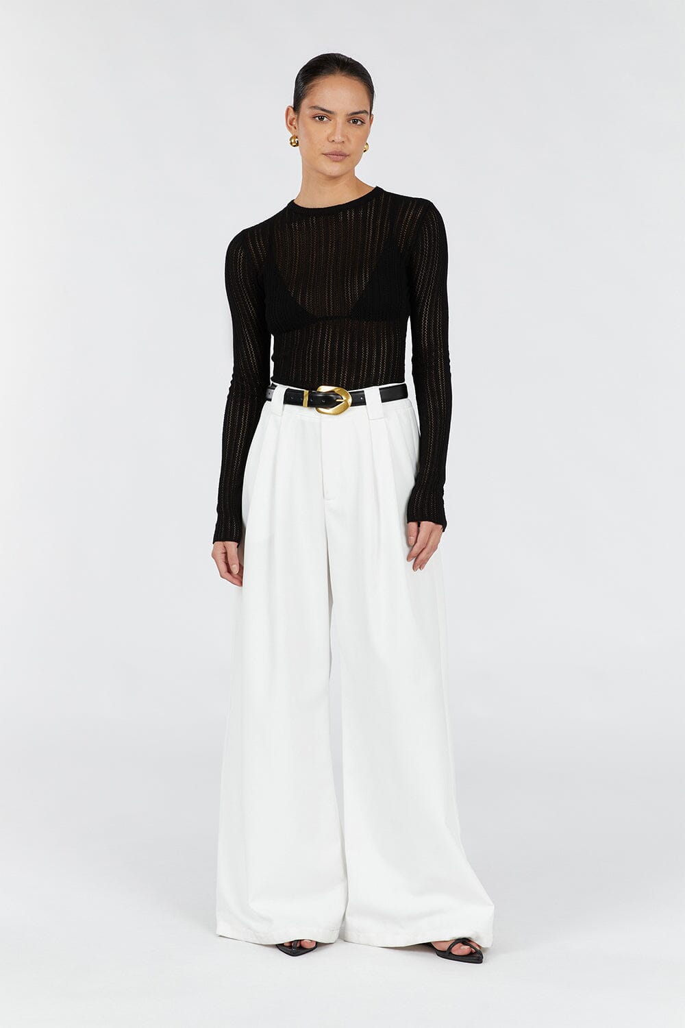 ESTELLA BLACK LONG SLEEVE KNIT TOP Clothing DISSH Boutiques XS BLACK