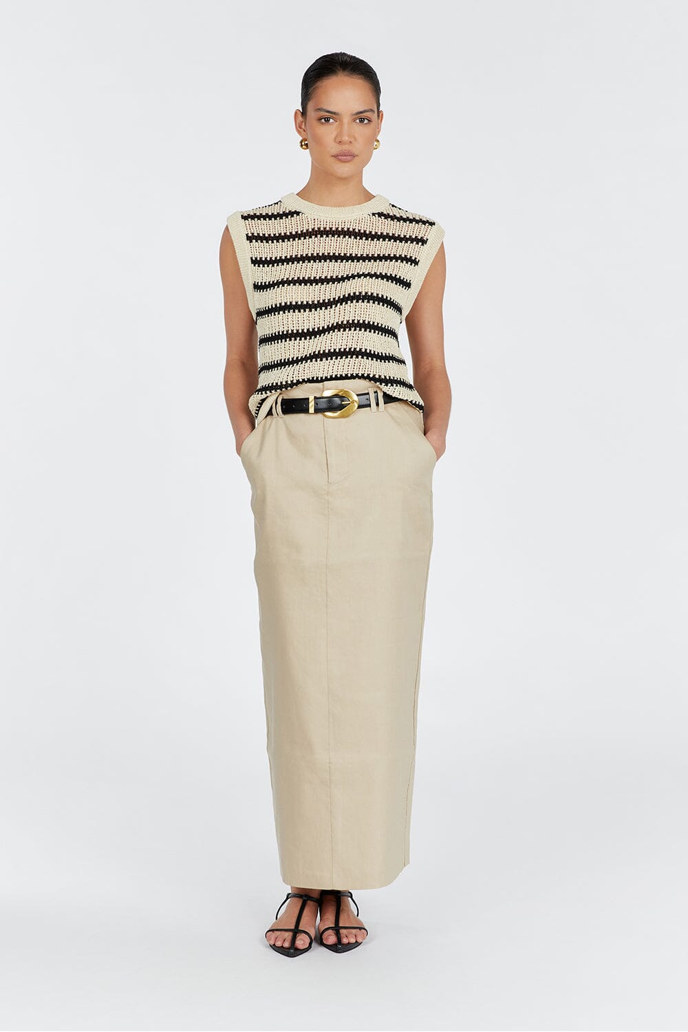 MARGOT WHEAT STRIPE KNIT TANK Clothing DISSH Boutiques XS WHEAT