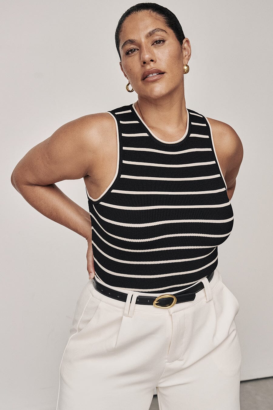 HENRY BLACK STRIPED KNIT TANK Clothing DISSH Boutiques XS BLACK