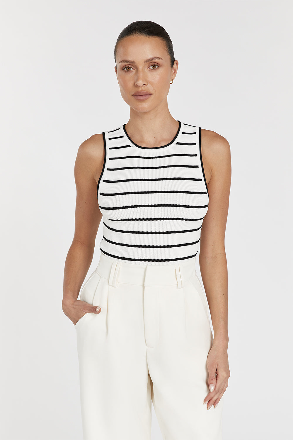 HENRY WHITE STRIPED KNIT TANK
