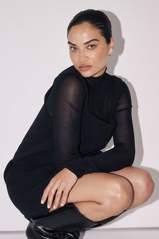 CONSTANCE BLACK LONG SLEEVE KNIT TOP Clothing DISSH Boutiques XXL BLACK