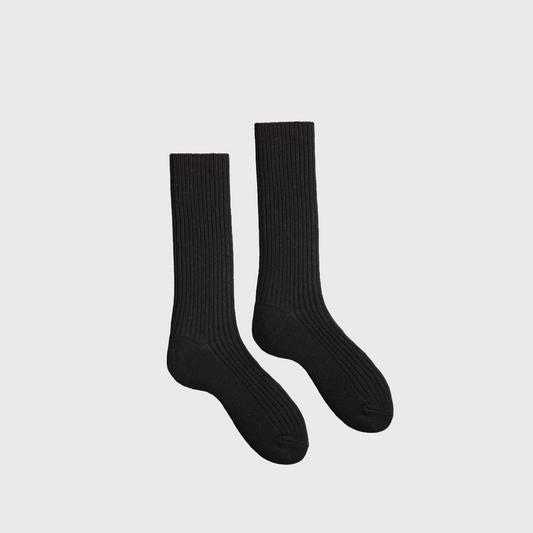 lisa b wool cashmere mens solid ribbed crew socks black