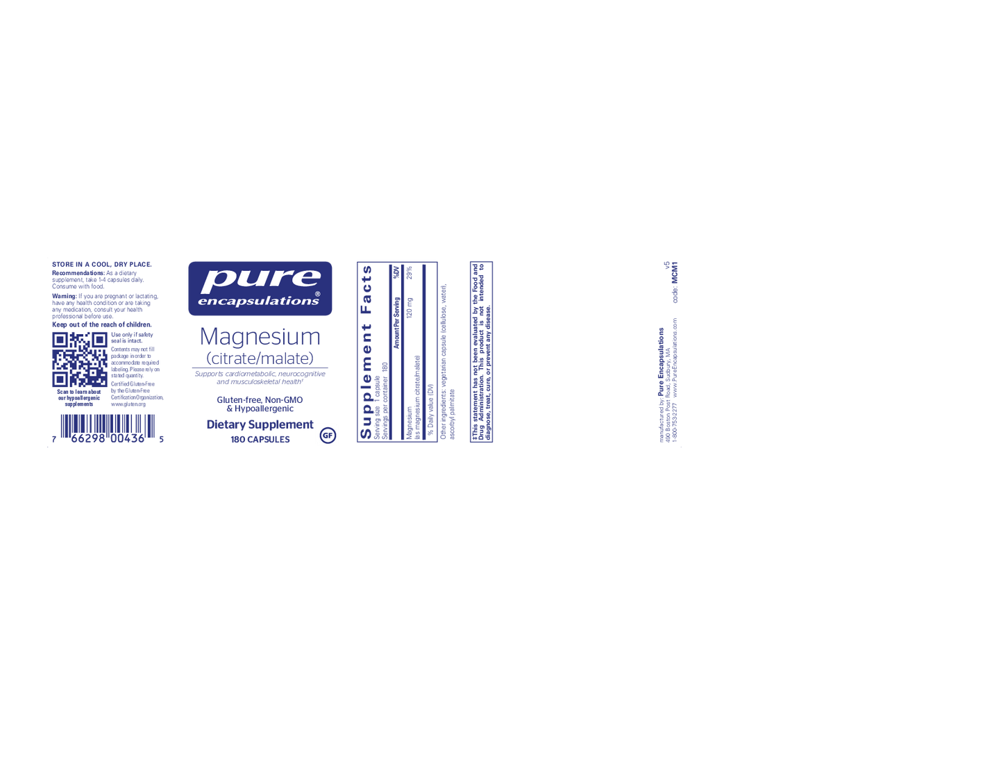 Pure Encapsulations Mag (citrate/malate) 120 mg