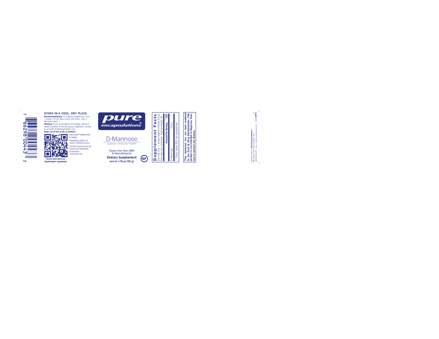 Pure Encapsulations d-Mannose Powder 50 gms