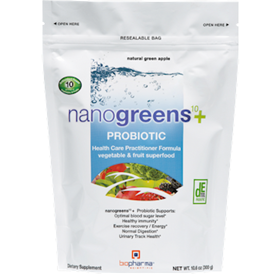 BioPharma Scientific nanogreens10+probiotic Green App 30 srv